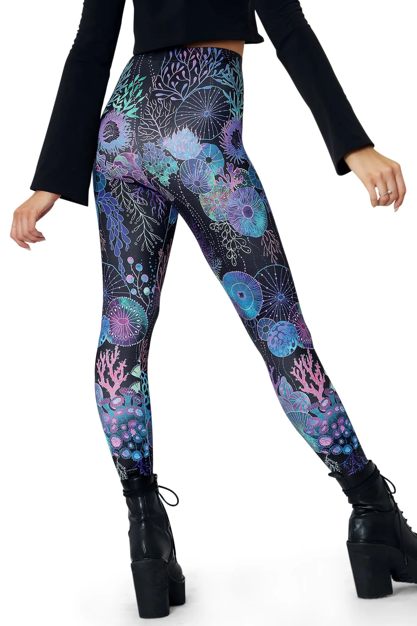 Floral Coral High Waisted Matte Finish Leggings