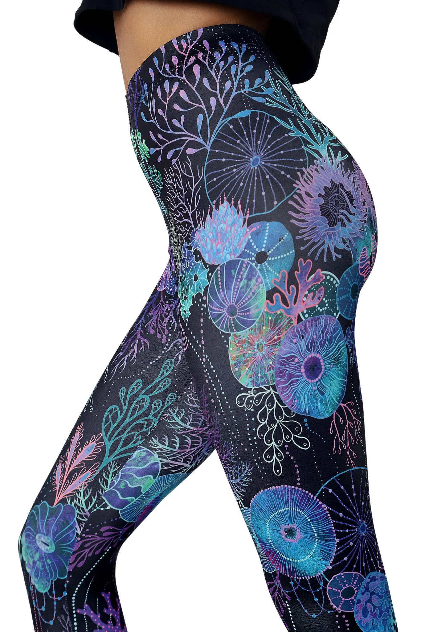 Floral Coral High Waisted Matte Finish Leggings