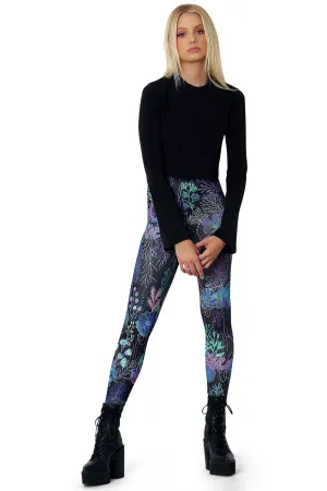 Floral Coral High Waisted Matte Finish Leggings