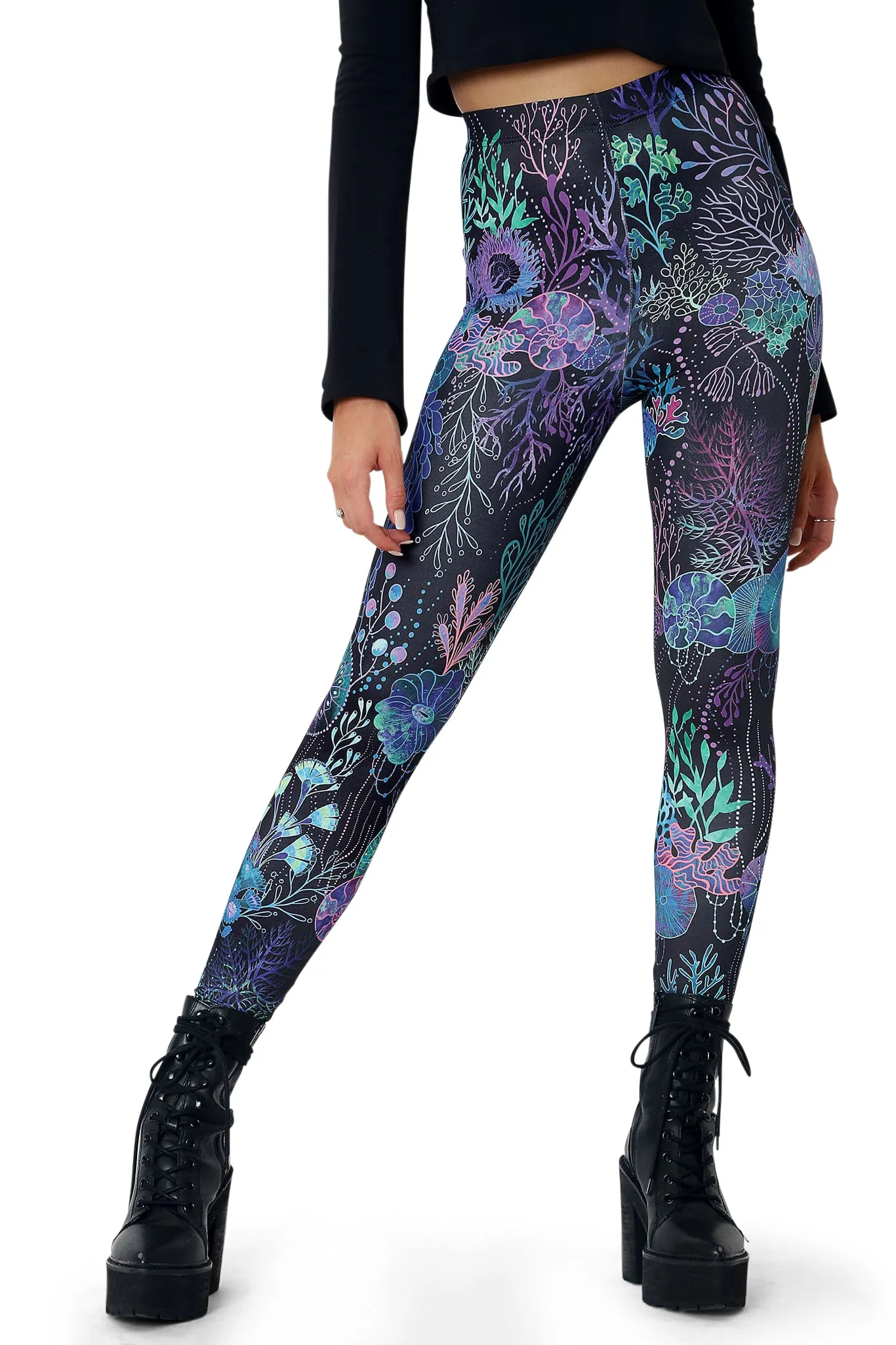 Floral Coral High Waisted Matte Finish Leggings