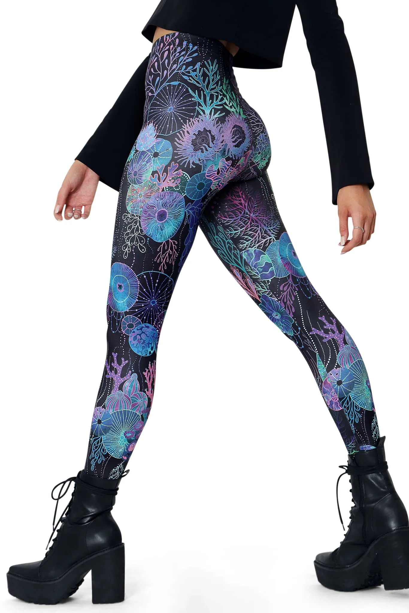 Floral Coral High Waisted Matte Finish Leggings