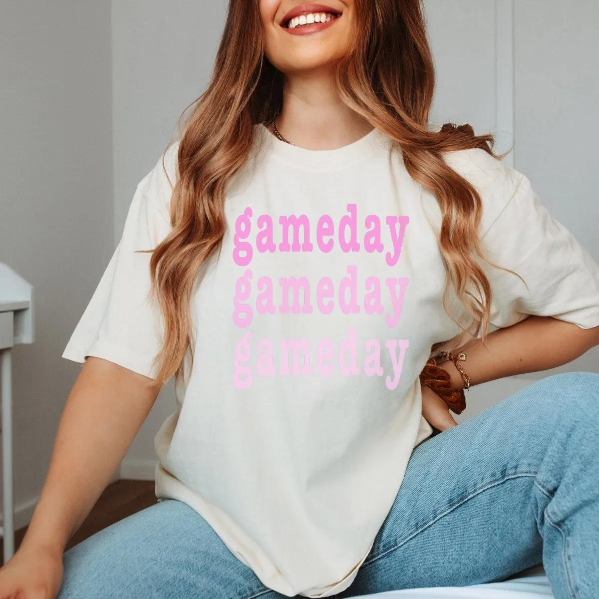 Gameday Repeat Pink Comfort Color Wholesale Tee - Fast Shipping