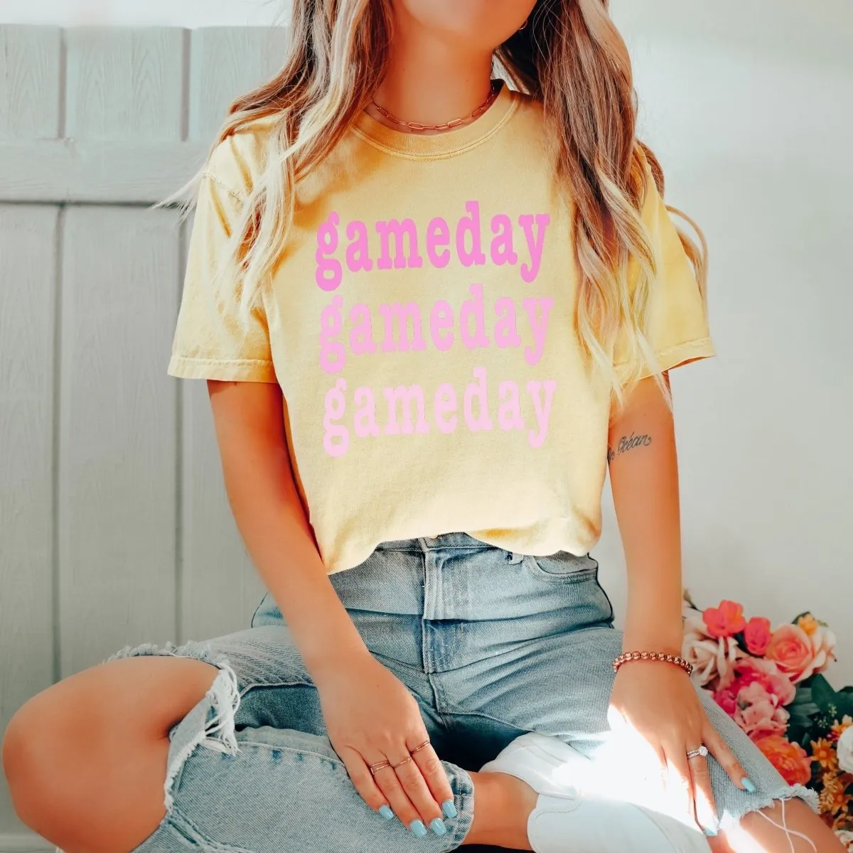 Gameday Repeat Pink Comfort Color Wholesale Tee - Fast Shipping