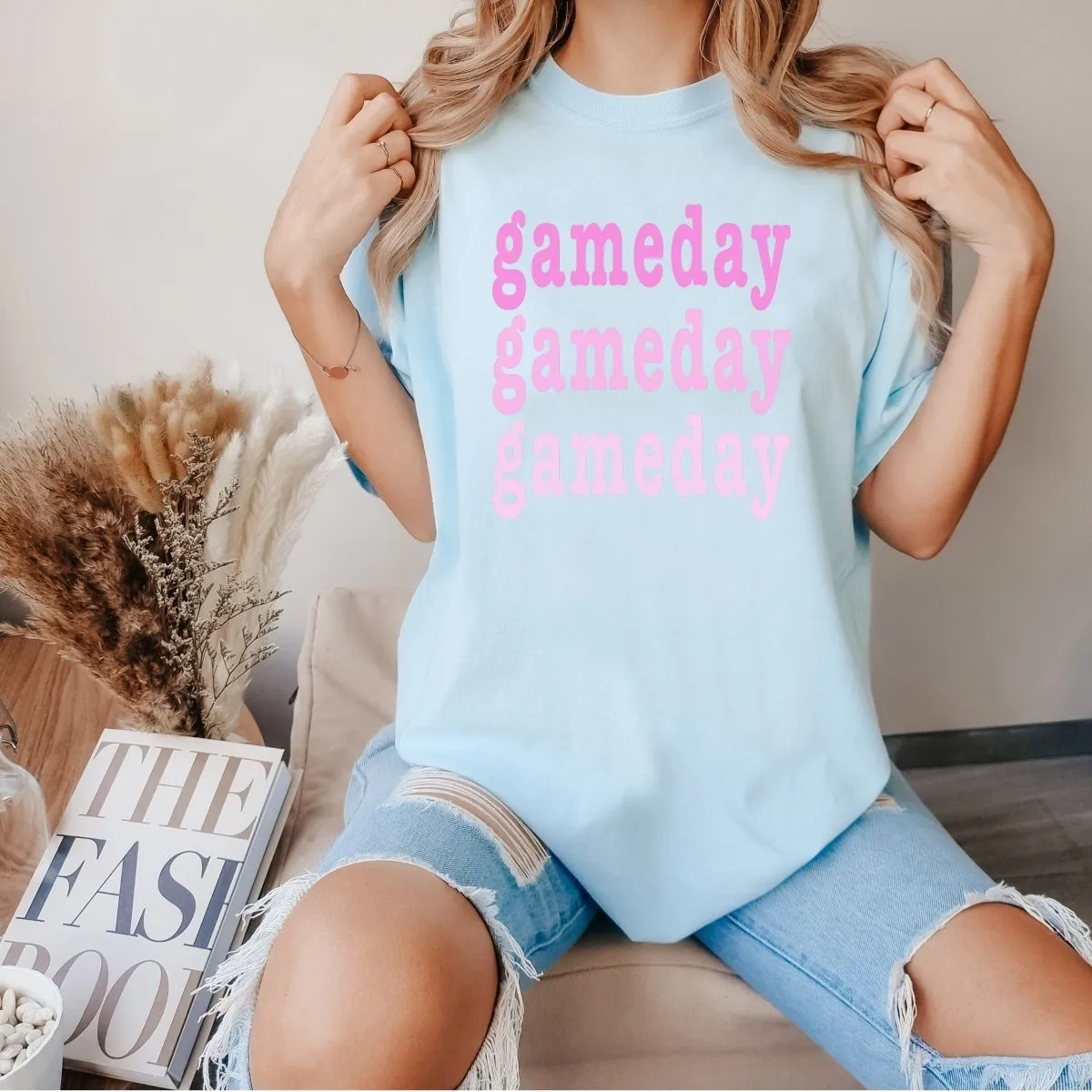 Gameday Repeat Pink Comfort Color Wholesale Tee - Fast Shipping