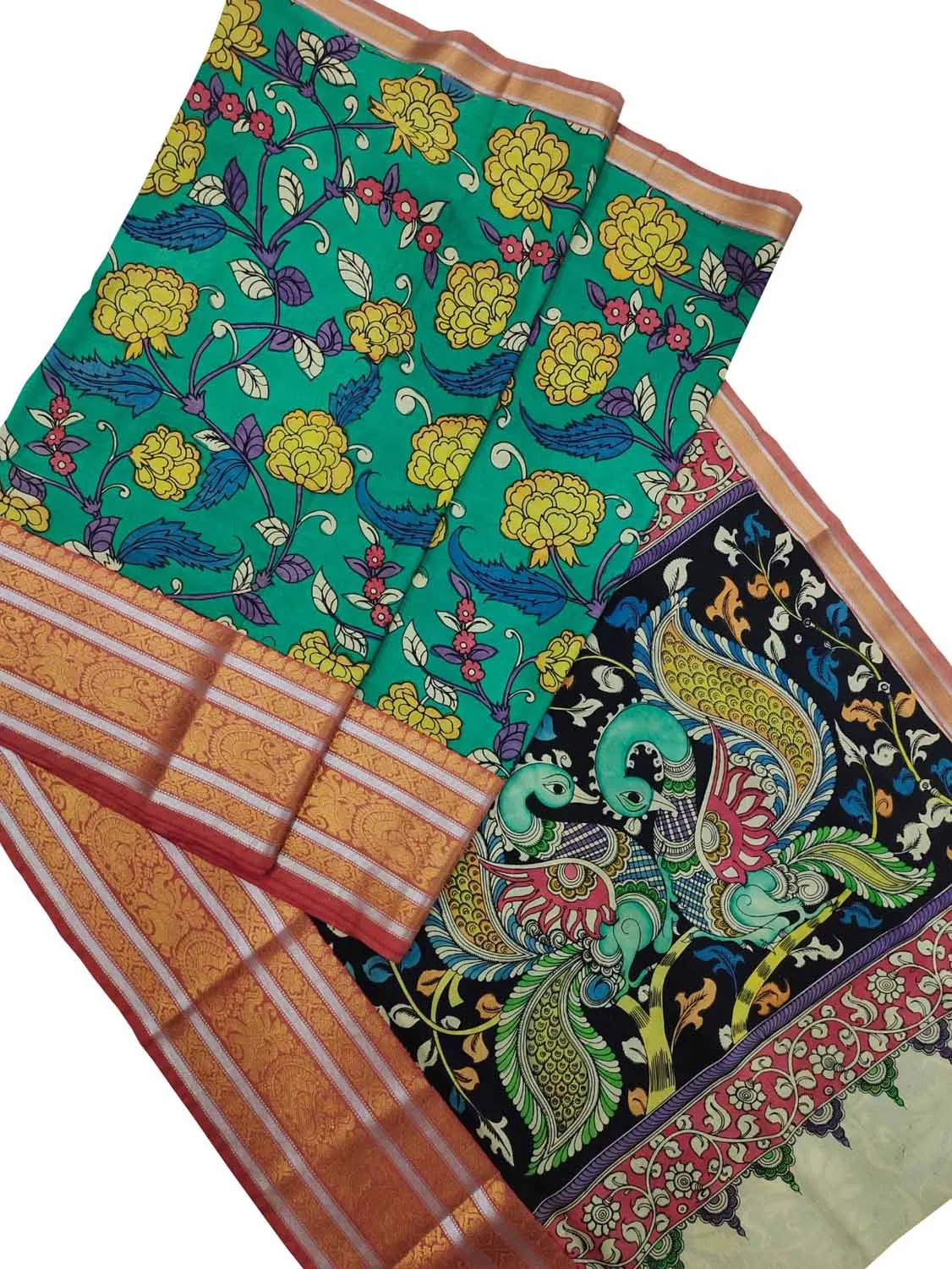 Green Kalamkari Hand Painted Silk Saree