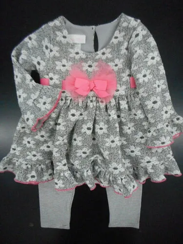 Infant Girls Gray Top With Leggings | Bonnie Baby