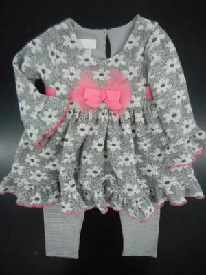 Infant Girls Gray Top With Leggings | Bonnie Baby