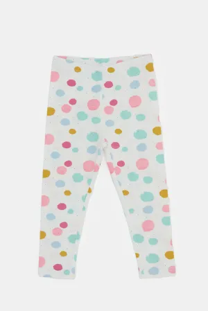 Infant Girls Ivory Printed Leggings