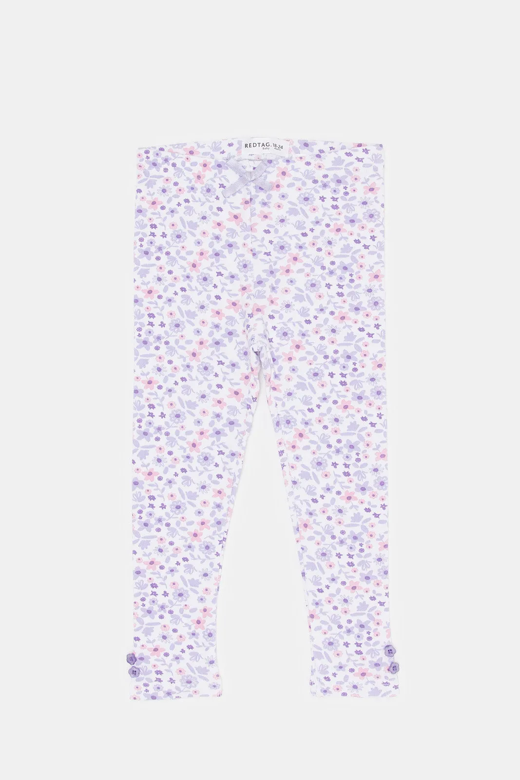 Infant Girls White Printed Legging