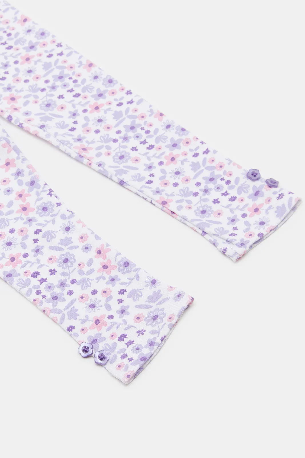 Infant Girls White Printed Legging