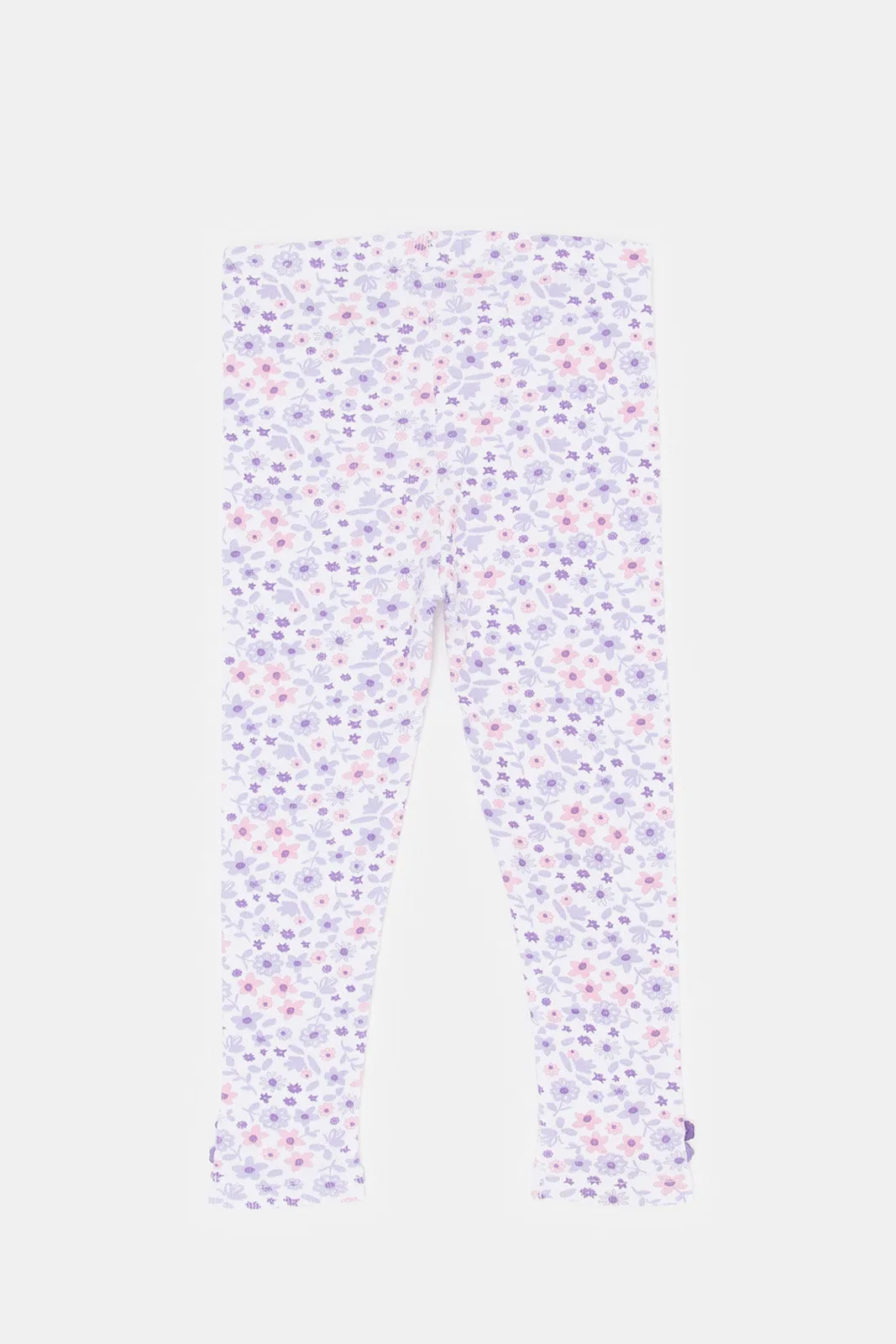 Infant Girls White Printed Legging