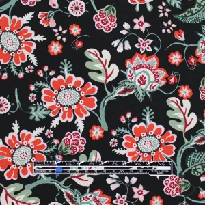 Italian 'floral on black' viscose/spandex knit