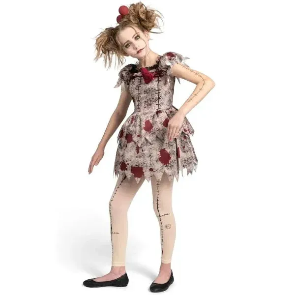 Kids Voodoo Doll Dress Costume for Girls Halloween Dress Up