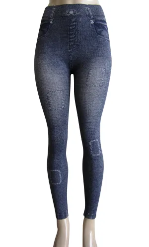 Leggings - Printed Denim Look (FAB-9381)