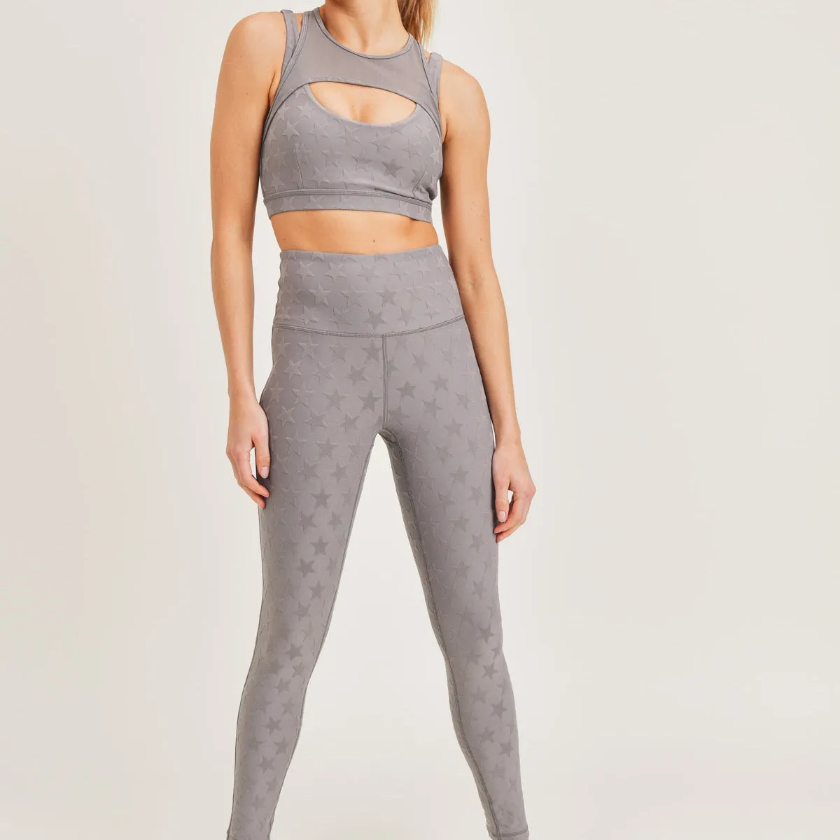 Mono B Textured Star Jacquard TACTEL® Highwaist Leggings