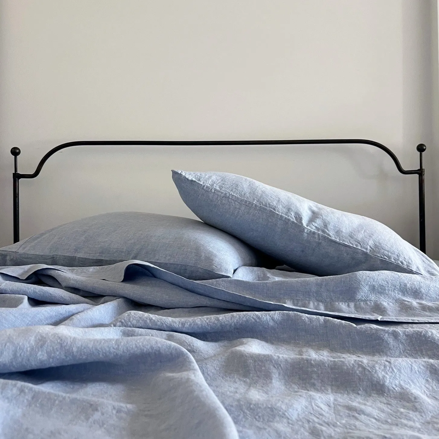 Pale Blue Linen Pillowcase