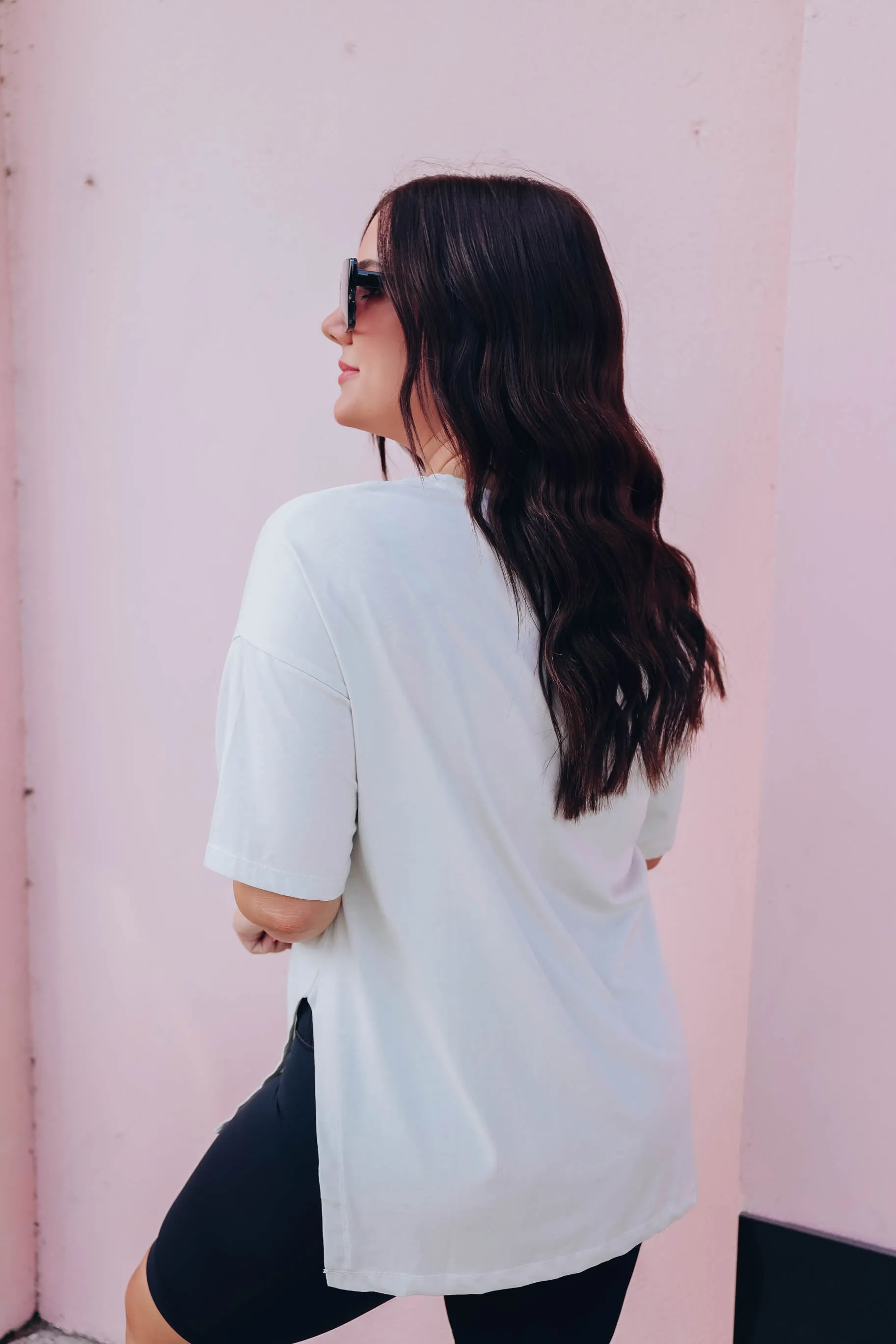 Pearl Gray Slit Side Tee Shirt