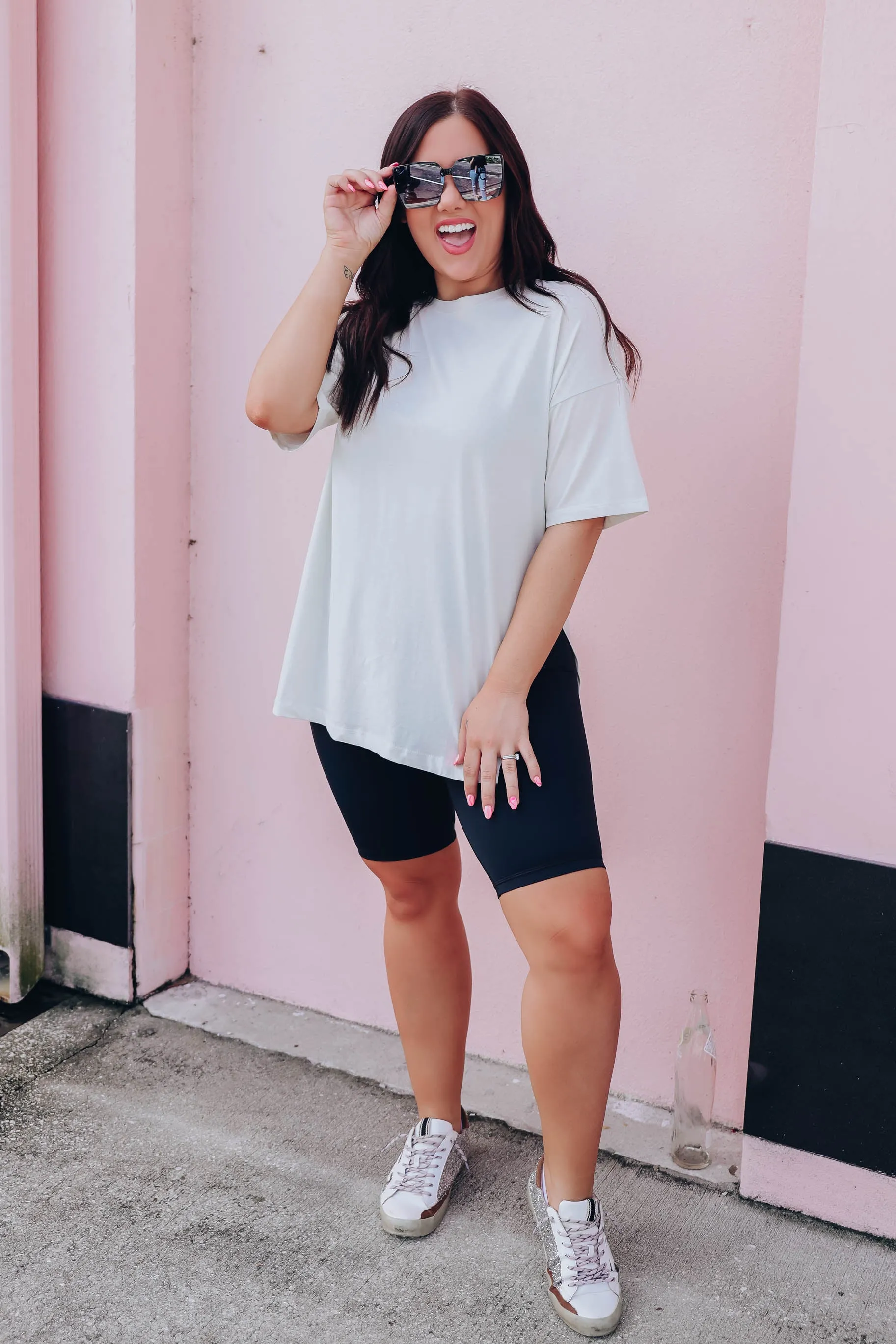 Pearl Gray Slit Side Tee Shirt