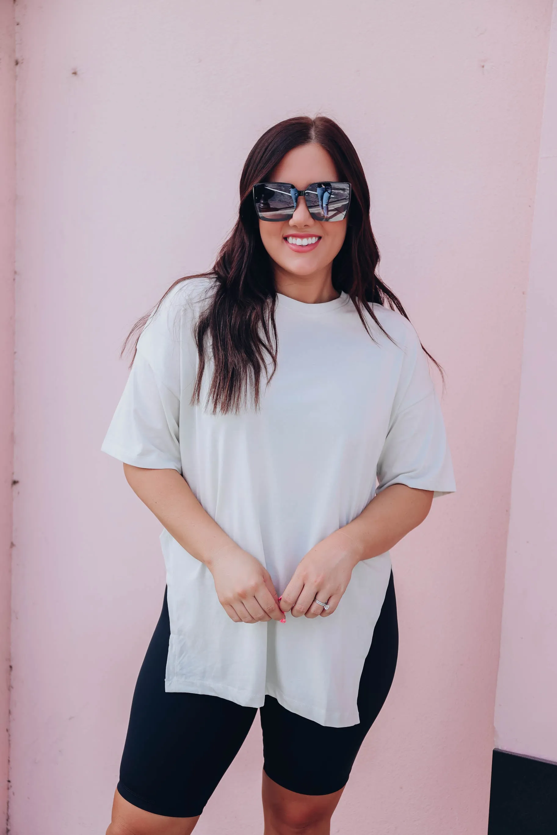 Pearl Gray Slit Side Tee Shirt