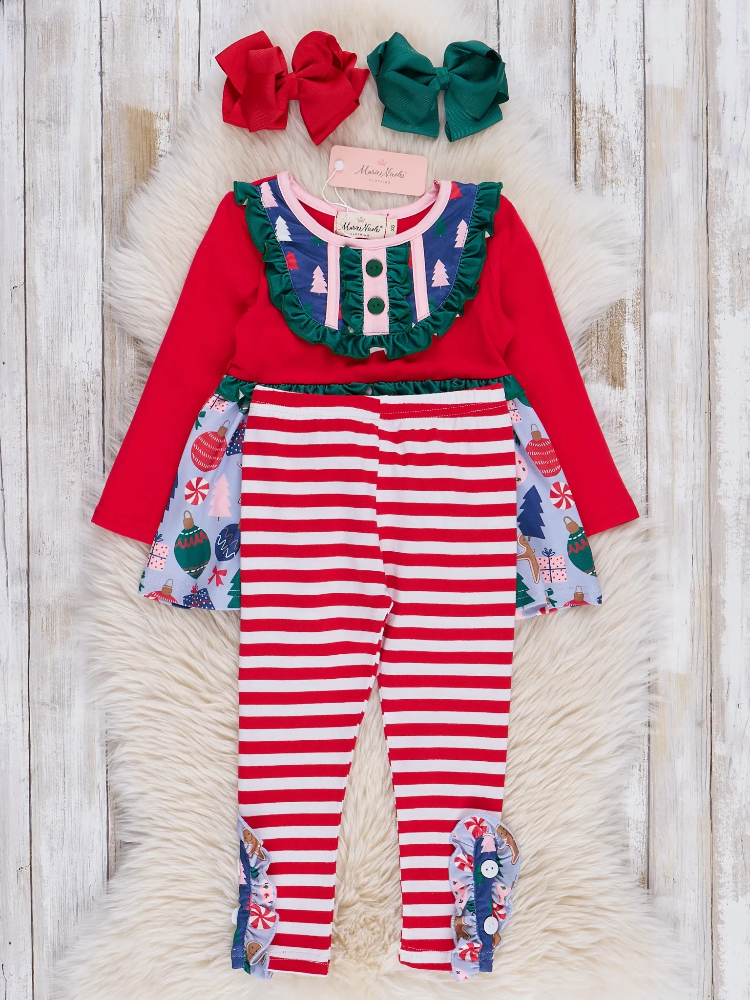 Red & Light Blue Holiday Joy Ruffle Outfit - Restocked!