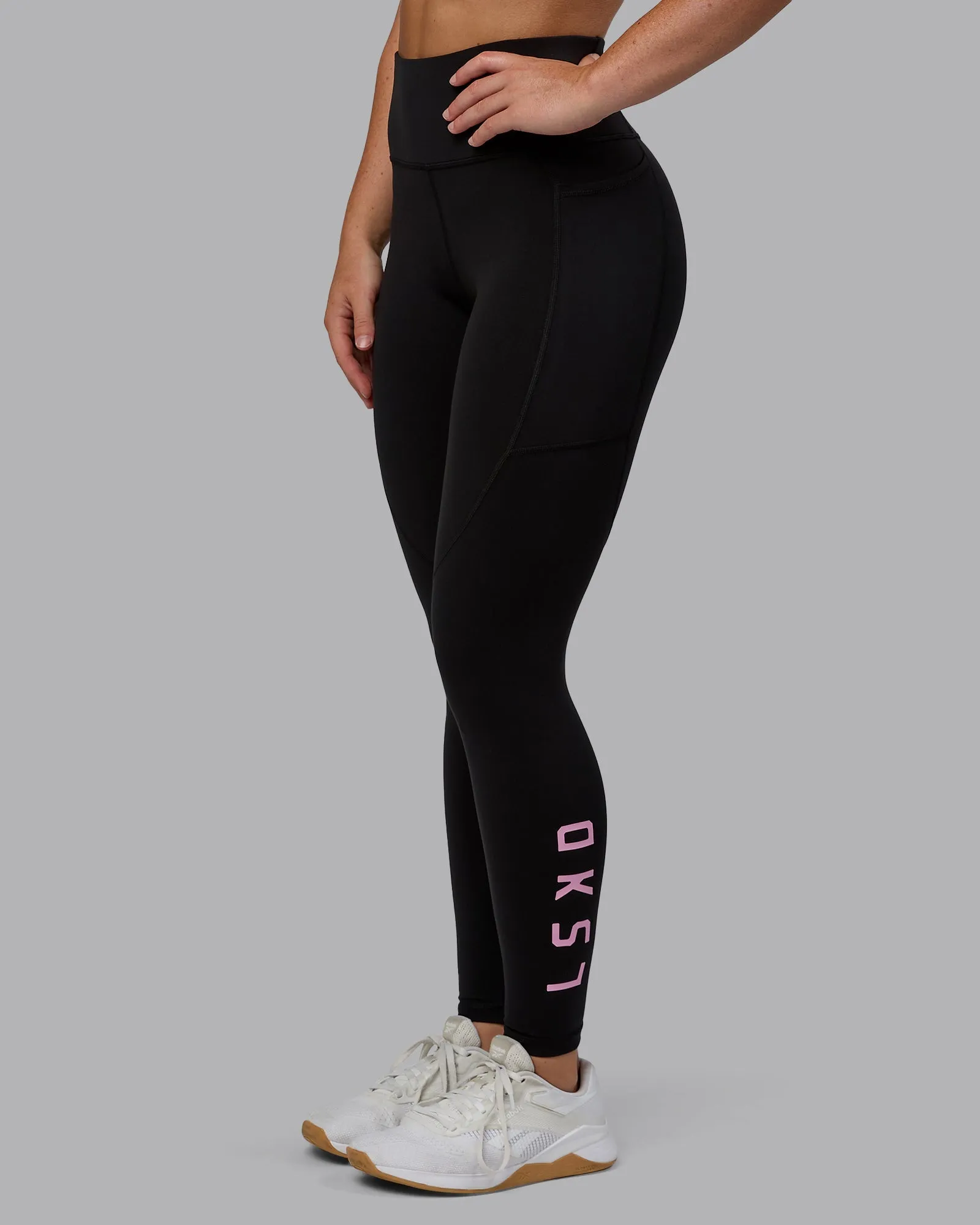 Rep Full Length Leggings - Black-Bubblegum