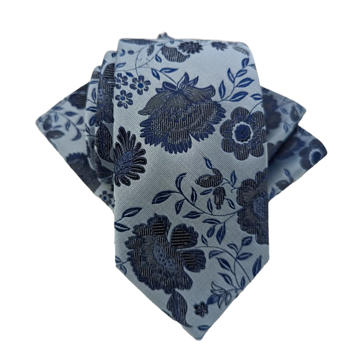 Sky Blue Blossom Wedding Tie