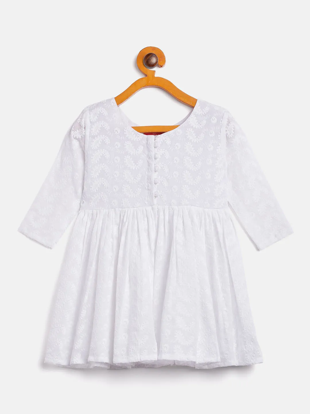 VASTRAMAY SISHU Girl's White Chikankari Kurta Leggings Set